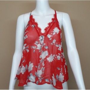 LF Seek the Label Sheer Floral Sleeveless Top XS NWT